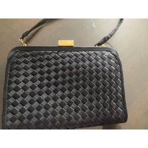 Exclusively Made for Lord & Taylor Black Fabric Weaved Crossbody Purse
